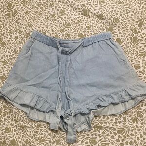 Soft denim look alike ruffle shorts